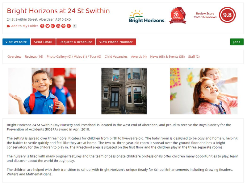 Bright Horizons 'daynurseries.co.uk offers a fantastic platform to