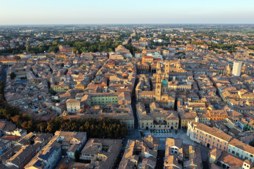 Aerial view of the city of Reggio Emilia, where Loris Malaguzzi created the approach with the community