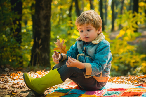 A boy enjoying forest school